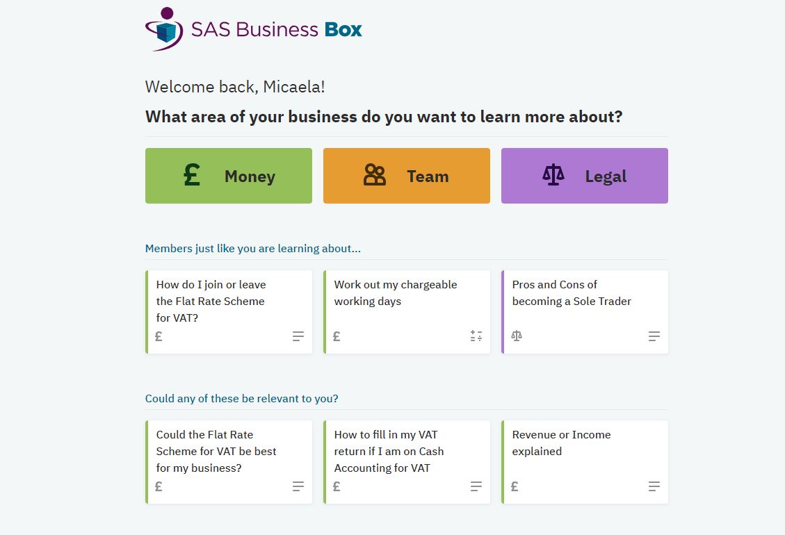 SAS Business Box Dashboard