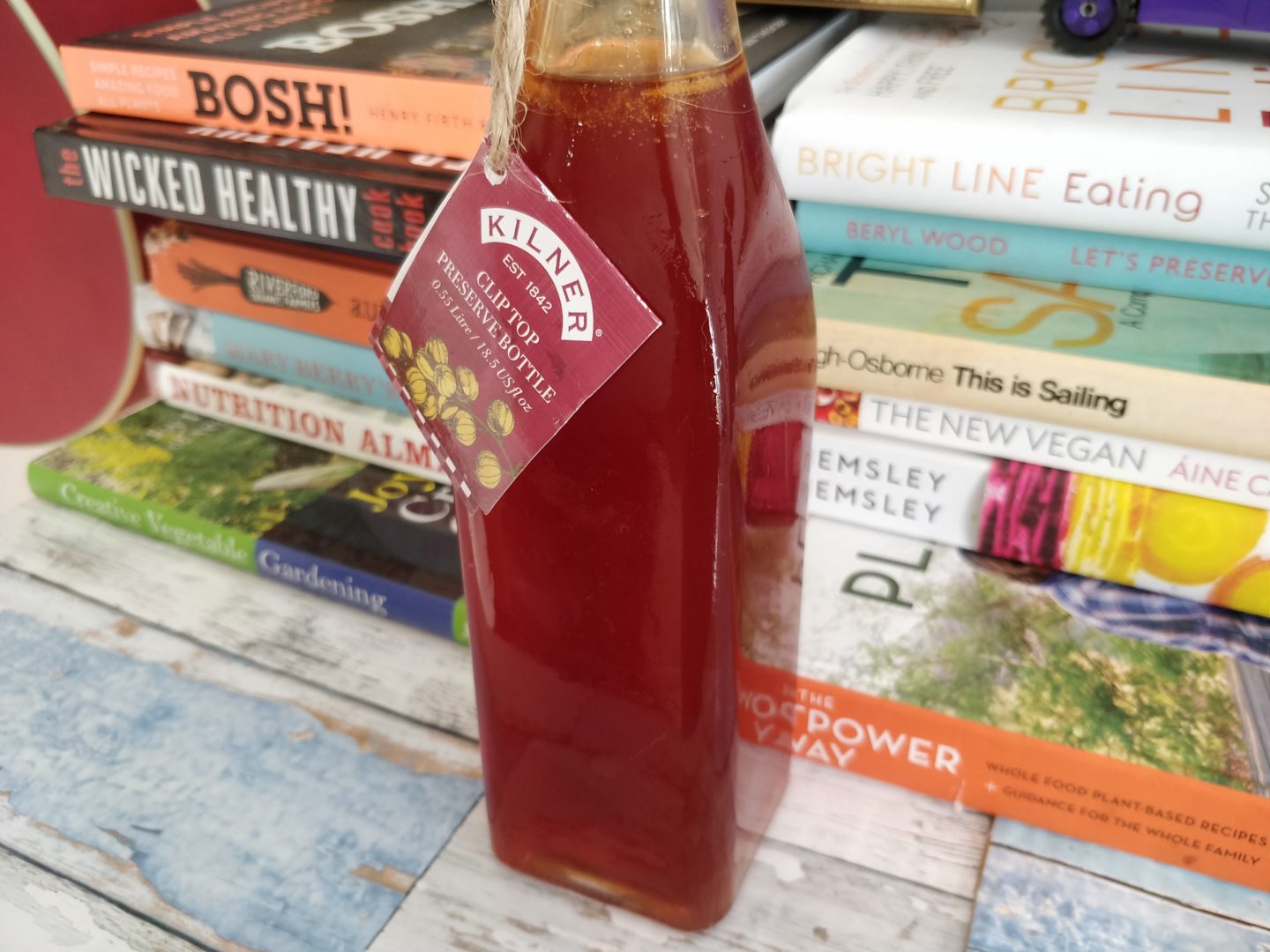 Rosehip Syrup in a Kilner Bottle