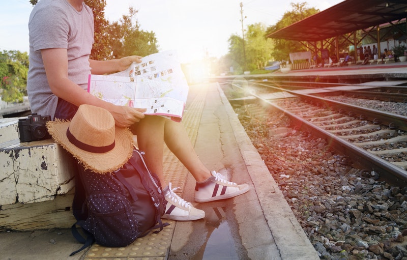 person at a train station