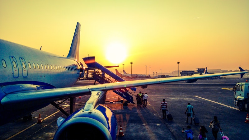 airplane at an aiport