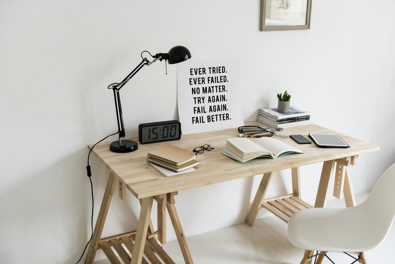 a minimal modern desk space