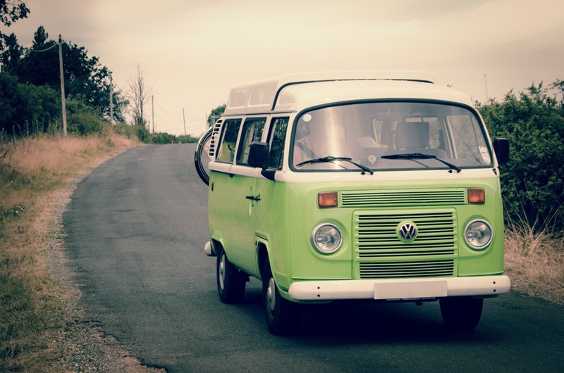 green vw campervan