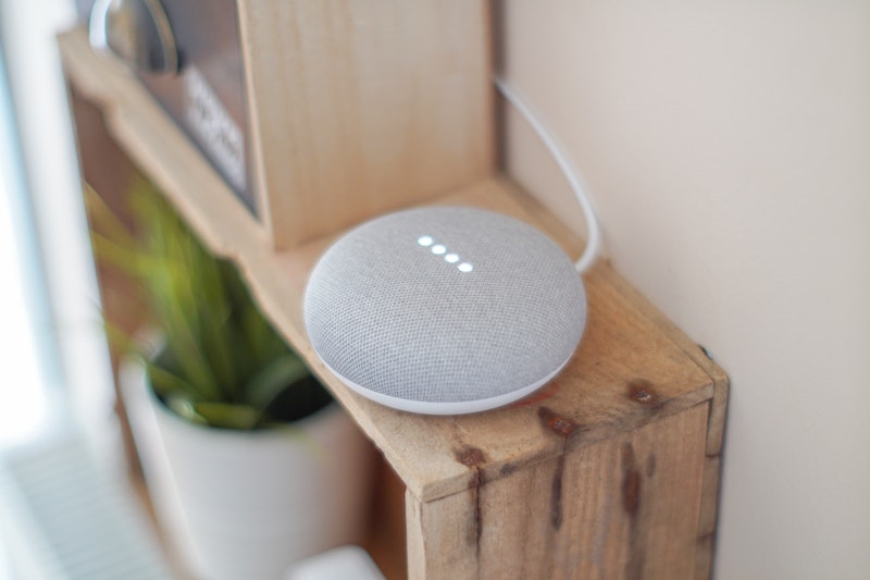 a grey smart home speaker